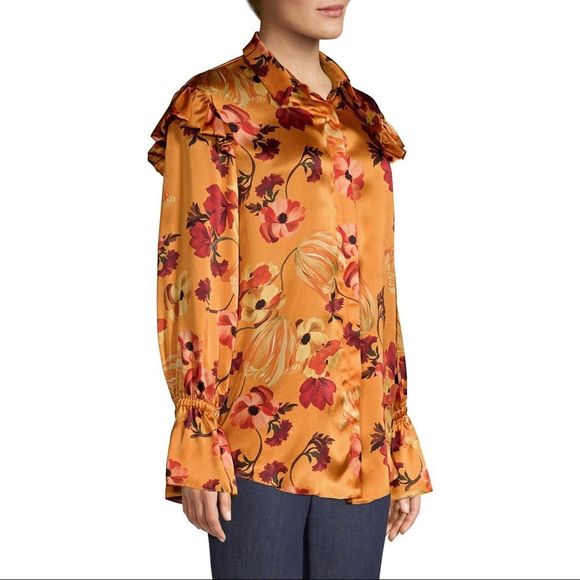 Mother of Pearl Tops - MOTHER OF PEARL Autumn Marin Silk Floral Blouse Large NWT